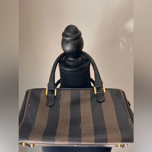 Fendi Black and Tan Striped Satchel - Picture 3 of 15
